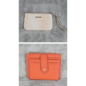 Anne Klein Pink Rose Gold Chain Wristlet And Small Orange Card‎ Wallet Lot NWOT